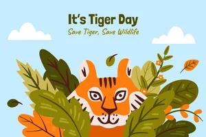 Banner chú hổ trong rừng flie vector mẫu KS58