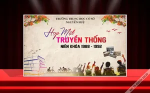 Backdrop họp mặt truyền thống trường THCS Nguyễn Huệ khóa 1988-1992
