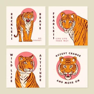 Banner chú hổ đi trong rừng flie vector mẫu KS81