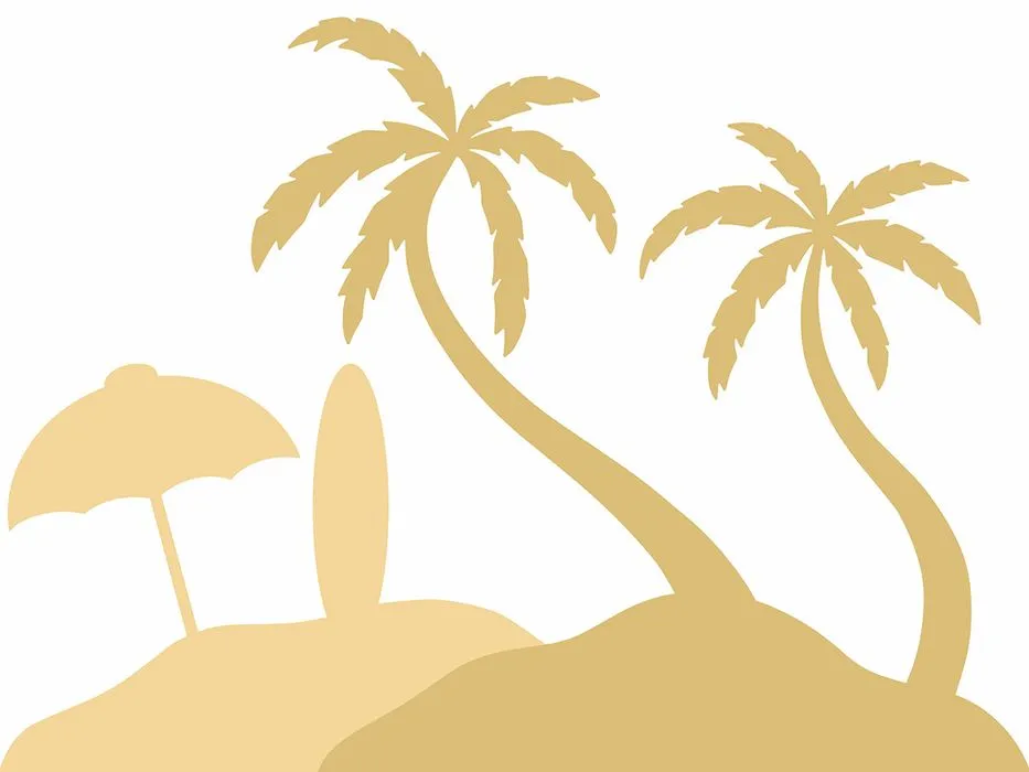 Hình ảnh cây dừa trên bãi biển file vector mẫu KS646