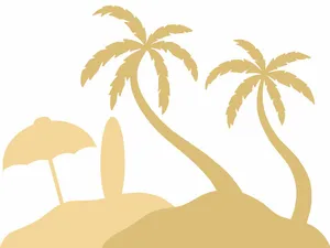 Hình ảnh cây dừa trên bãi biển file vector mẫu KS646