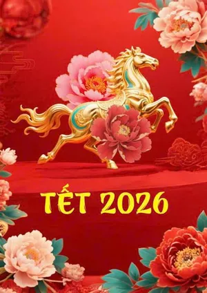 Poster Tết 2026 Đón Năm Mới May Mắn - File CDR 