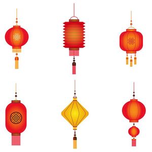 Bộ sưu tập đèn lồng nhiều hình dáng file vector mẫu CR458