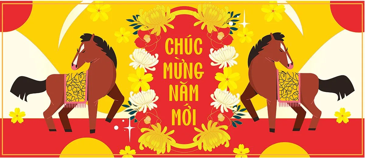 Banner Tết Giáp Ngọ Đỏ Vàng - Chúc Mừng Năm Mới Nổi Bật