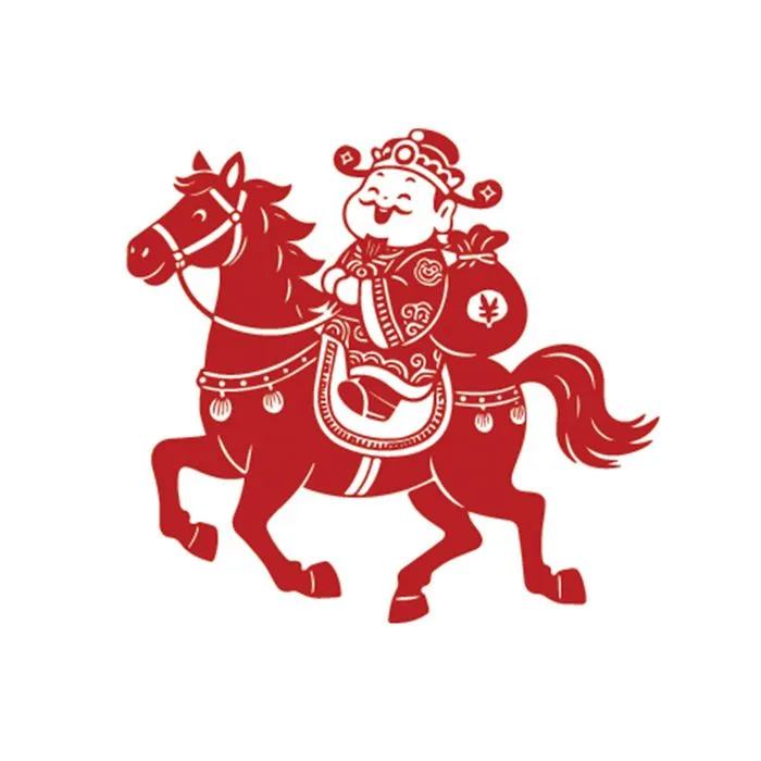 Thần Tài Cưỡi Ngựa May Mắn - Hình Minh Họa Vector Tết Nguyên Đán