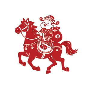 Thần Tài Cưỡi Ngựa May Mắn - Hình Minh Họa Vector Tết Nguyên Đán