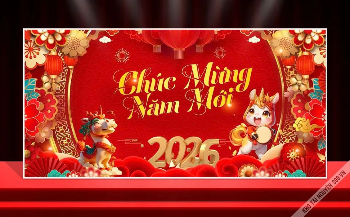 Backdrop Tết 2026 Độc Đáo – Hình Ảnh Chúc Mừng Năm Mới Nổi Bật
