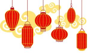 Bộ sưu tập đèn lồng màu đỏ nhiều hình dạng file vector mẫu CR502