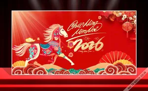 Backdrop Tết 2026 Đinh Mùi - Thiết Kế Hiện Đại, Sắc Nét Cho Mọi Sự Kiện