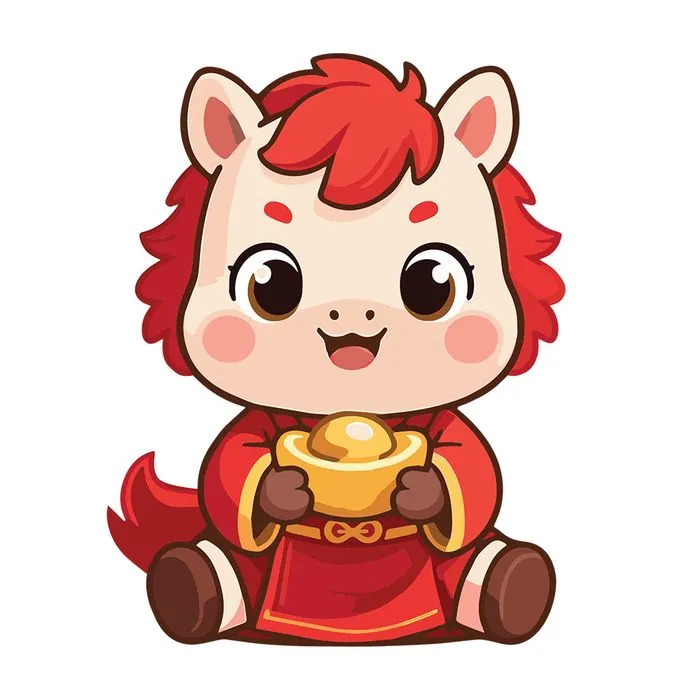 Linh Vật Ngựa Tết Nguyên Đán Dễ Thương - Minh Họa Vector EPS