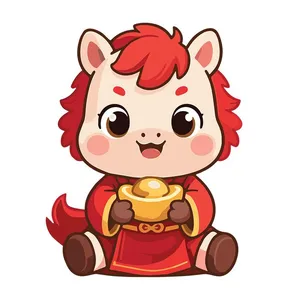 Linh Vật Ngựa Tết Nguyên Đán Dễ Thương - Minh Họa Vector EPS