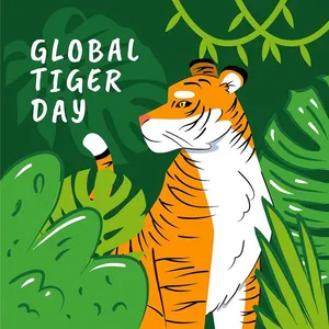 Poster chú hổ ngồi trong rừng flie vector mẫu KS87