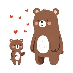Hình ảnh mẹ con gấu nâu file vector mẫu CR181