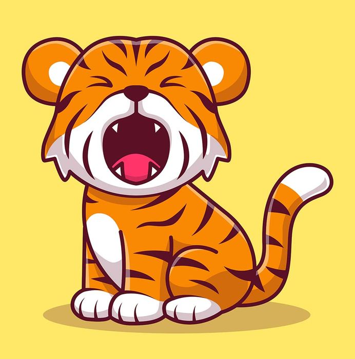Hình ảnh chú hổ đang há miệng file vector mẫu CR1521