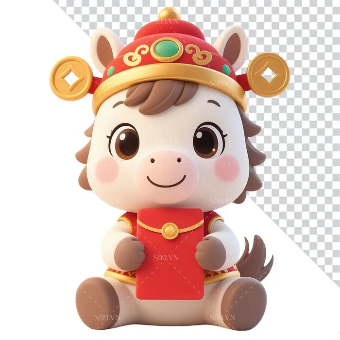 Linh Vật Ngựa Tết Nguyên Đán Dễ Thương - Hình Minh Họa PNG