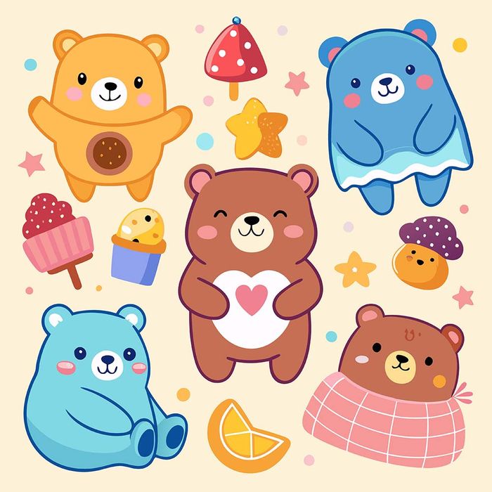 Hình ảnh những chú gấu cute file vector mẫu CR141