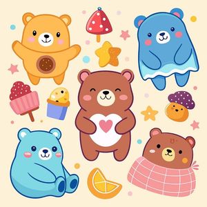 Hình ảnh những chú gấu cute file vector mẫu CR141