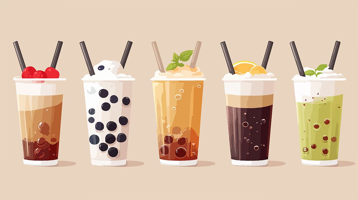 Hình ảnh cốc trà sữa hoa quả file vector mẫu CR640