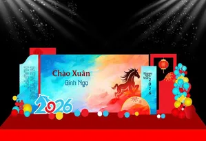 Backdrop Tết 2026 Giáp Ngọ – Chào Xuân Bính Ngọ Vector CDR