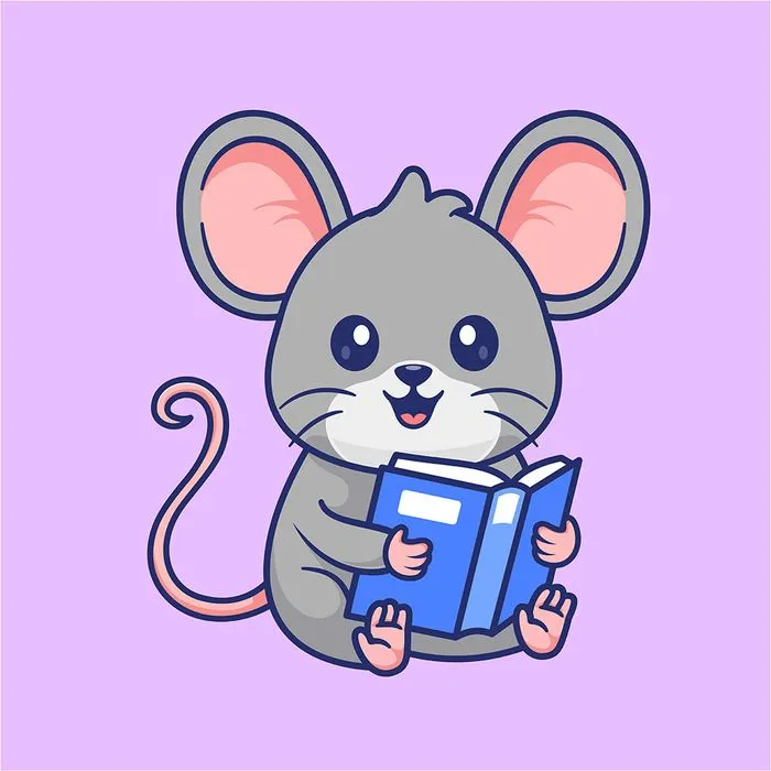 Chuột Đọc Sách Dễ Thương - Vector EPS Đa Dụng cho Thiết Kế
