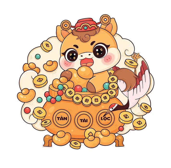 Linh Vật Ngựa Tết Tài Lộc - Hình Minh Họa Vector EPS Độc Đáo