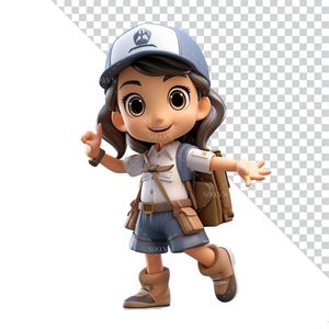 Hình ảnh cô bé học sinh 3D file PNG mẫu CR900