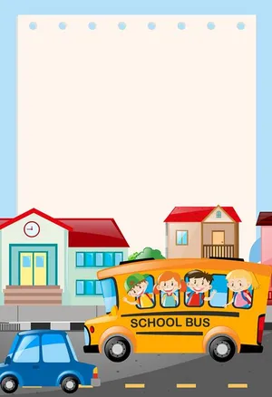 Background xe chở bé đi học file vector mẫu KS239