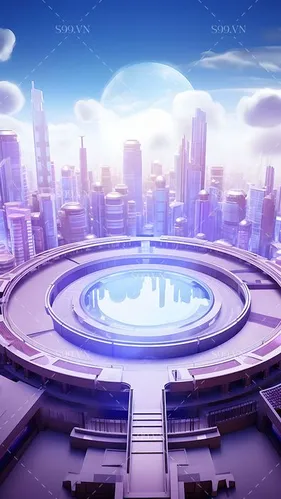 Background Thành Phố Tương Lai, Không Gian Trừu Tượng - PNG Chất Lượng Cao