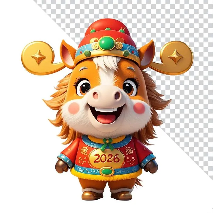 Linh Vật Ngựa Hoạt Hình Tết 2026 PNG - Thiết Kế Chúc Mừng Năm Mới