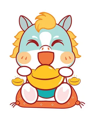 Linh Vật Ngựa Tết Nguyên Đán Dễ Thương - Minh Họa Vector EPS