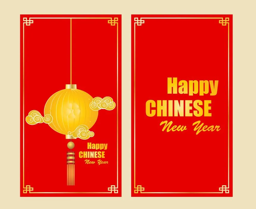 Poster Chúc Mừng Năm Mới - Tết Nguyên Đán Đèn Lồng Vàng Rực Rỡ