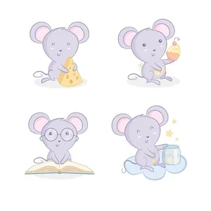 Chuột Hoạt Hình Dễ Thương - Bộ Hình Minh Họa Vector EPS