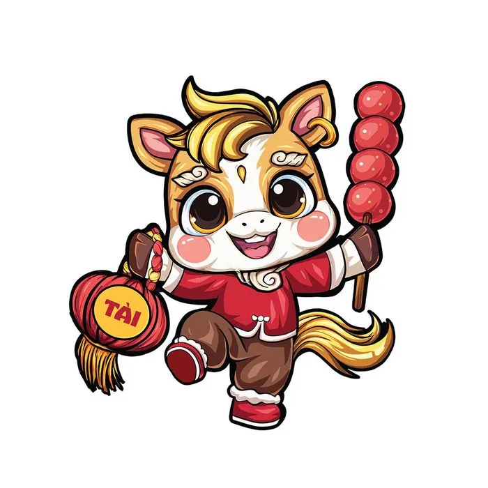 Linh Vật Ngựa Tết Bính Ngọ 2026 Minh Họa Vector Dễ Thương