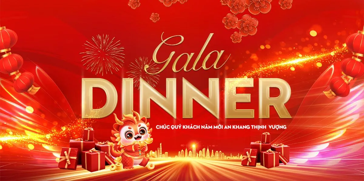 Banner Tết Gala Dinner Đỏ Vàng, Hình Ảnh JPG Chất Lượng Cao