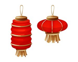 Bộ sưu tập đèn lồng màu đỏ nhiều hình dạng file vector mẫu CR501