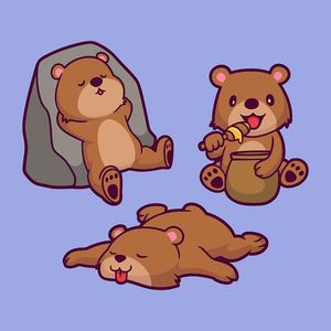 Hình ảnh chú gấu nâu cute file vector mẫu CR158