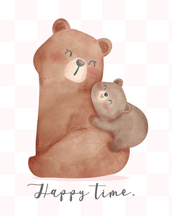 Hình ảnh hai mẹ con gấu file vector mẫu CR118