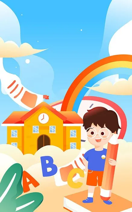 Background bé đi học tới trường file vector mẫu KS269