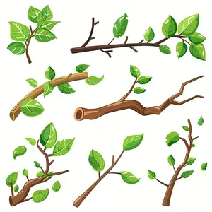 Cành Lá Xanh Tươi - Bộ Hình Minh Họa Vector EPS Đa Dạng
