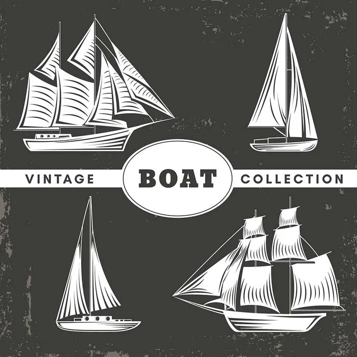 Bộ sưu tập con thuyền buồm file vector mẫu HH144