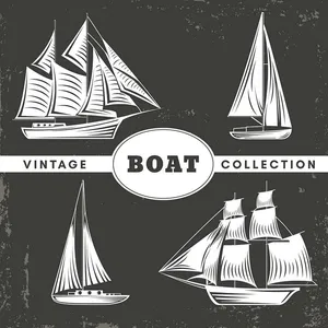 Bộ sưu tập con thuyền buồm file vector mẫu HH144
