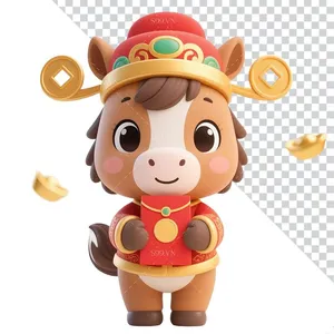 Linh Vật Ngựa Tết Nguyên Đán Dễ Thương - Hình Minh Họa PNG Chất Lượng Cao