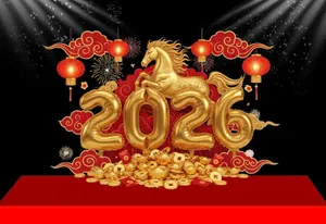 Backdrop Tết 2026 Giáp Ngọ Vàng Đỏ Sang Trọng - File CDR 