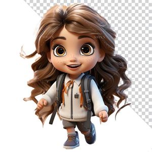 Hình ảnh cô bé học sinh 3D file PNG mẫu CR863