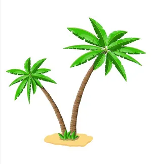 Hình ảnh cây dừa trên đảo file vector mẫu KS631