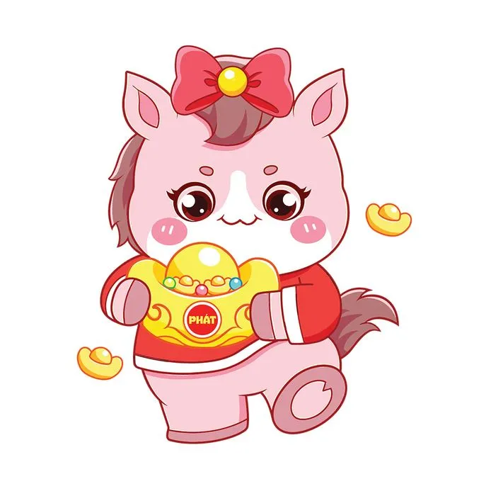 Linh Vật Ngựa Tết Dễ Thương - Minh Họa Vector EPS Độc Đáo