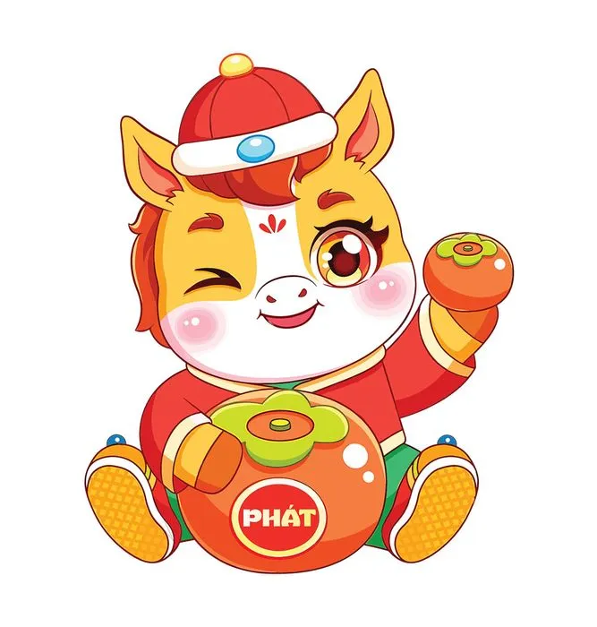 Linh Vật Ngựa Tết Nguyên Đán Dễ Thương - File EPS Vector Chất Lượng Cao