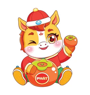 Linh Vật Ngựa Tết Nguyên Đán Dễ Thương - File EPS Vector Chất Lượng Cao