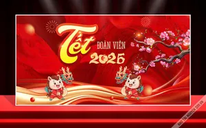 Backdrop Tết Đoàn Viên 2026 - File Vector CDR Độc Đáo, Sắc Nét
