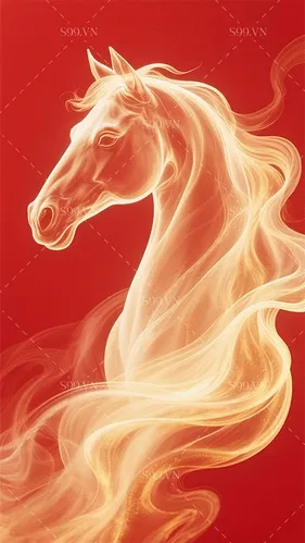 Hình Minh Họa Ngựa Vàng Đỏ Tết Nguyên Đán Dạng PNG Chất Lượng Cao